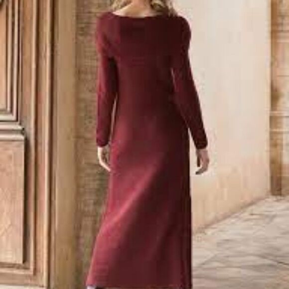 NEW! Peruvian Connection Black Pima Cotton Portrait Collar Long Sleeve Dress - M - Picture 10 of 12